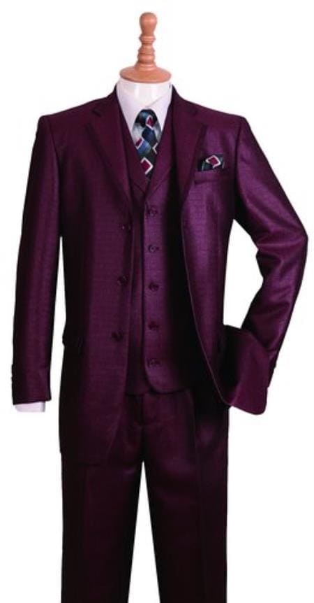 Mens Burgundy Slim Fit Suit - AlbertoNardoniStore