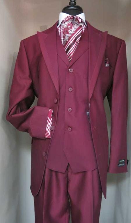 Mens Burgundy Slim Fit Suit - AlbertoNardoniStore