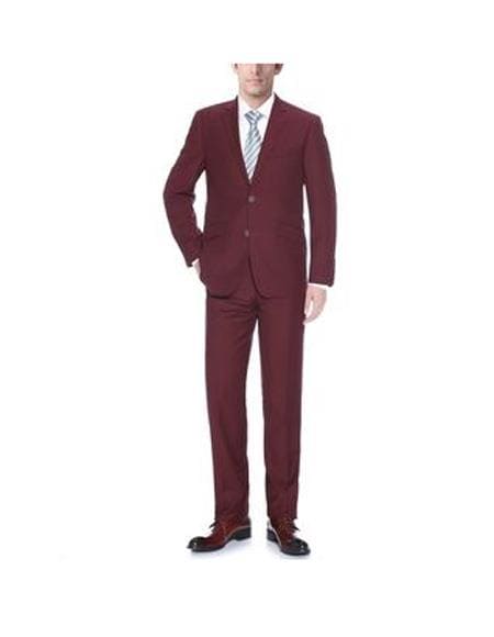 Mens Burgundy Slim Fit Suit - AlbertoNardoniStore