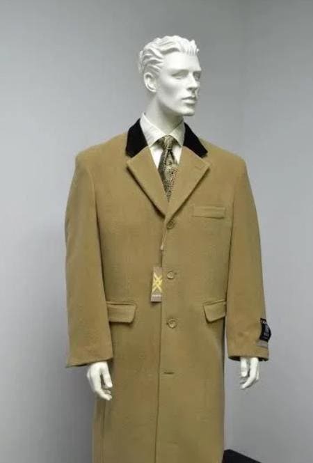 Chesterfield Wool & Cashmere Full Length Velvet Collar Beige ~ Camel And Brown ~ Khaki - AlbertoNardoniStore