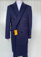 Mens Cashmere Blend Blue Coat Long length - Cashmere Long Overcoat - AlbertoNardoniStore