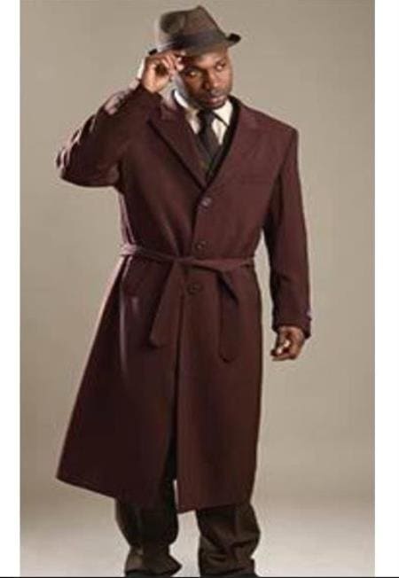 Mens Cashmere Blend Brown Coat Full length Overcoat - AlbertoNardoniStore