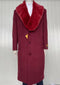 Mens Cashmere Blend Burgundy Full length Overcoat - AlbertoNardoniStore