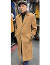 Mens Cashmere Blend Camel Coat Long length - Cashmere Long Overcoat - AlbertoNardoniStore