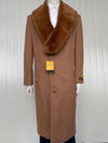 Mens Cashmere Blend Dark Brown Coat Long length - Cashmere Long Overcoat - AlbertoNardoniStore