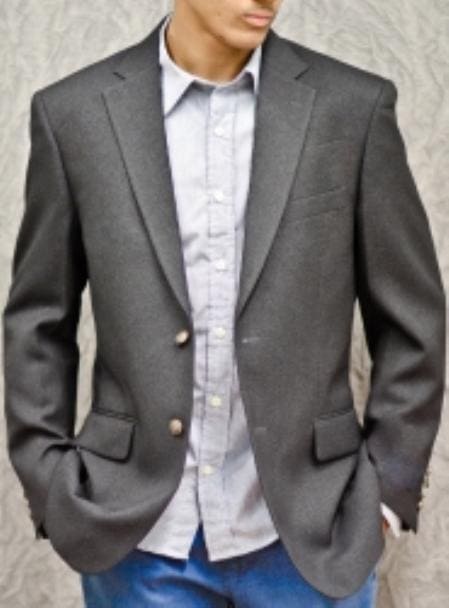 Mens Charcoal Blazer - 2-Button Poly Cheap Priced Unique Fashion Designer Men's Dress Blazers Sale Charcoal Gray ~ Grey Sport Jacket / Coat - AlbertoNardoniStore