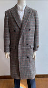 Glain Plaid - Windowpane - Checkered Pattern Double Breasted Style Double Breasted Overcoat - Wool Top Coat - Full Length Coat Gray - Wholesale Coat - Wholesale Winter Coats - AlbertoNardoniStore