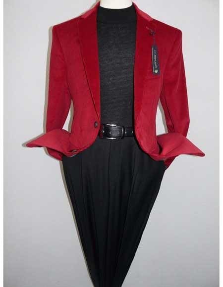 Mens Corduroy Red Blazer - AlbertoNardoniStore