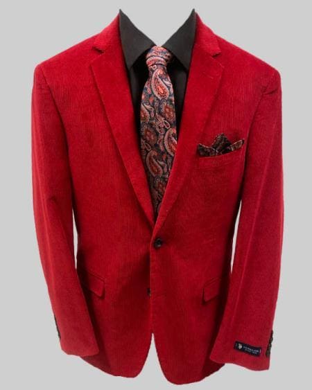 Mens Corduroy Red Blazer - AlbertoNardoniStore