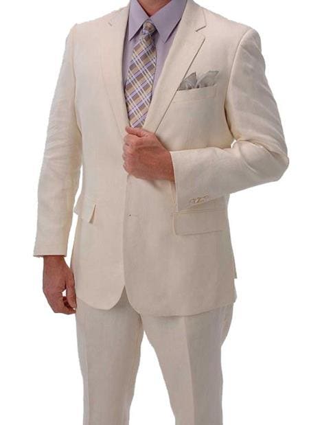 Mens Cream Linen Blazer - AlbertoNardoniStore