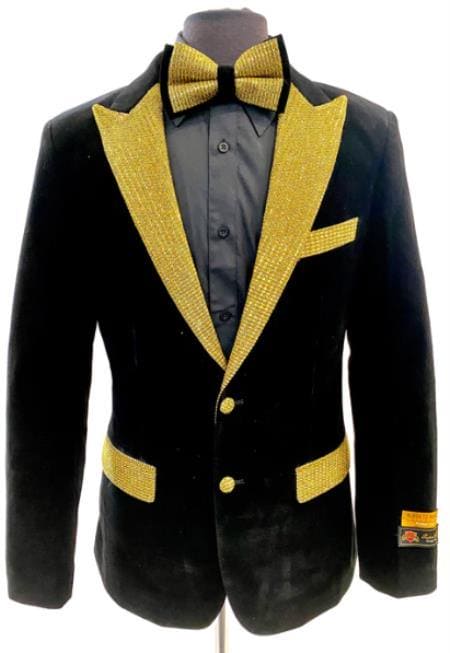 Mens Dinner Jacket For Sale - Black and Gold Dinner Jacket - AlbertoNardoniStore