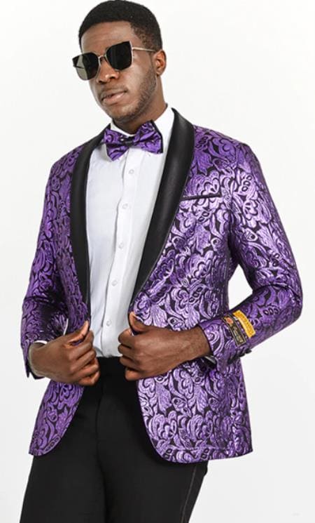 Mens Dinner Jacket For Sale - Black and Purple Dinner Jacket - AlbertoNardoniStore