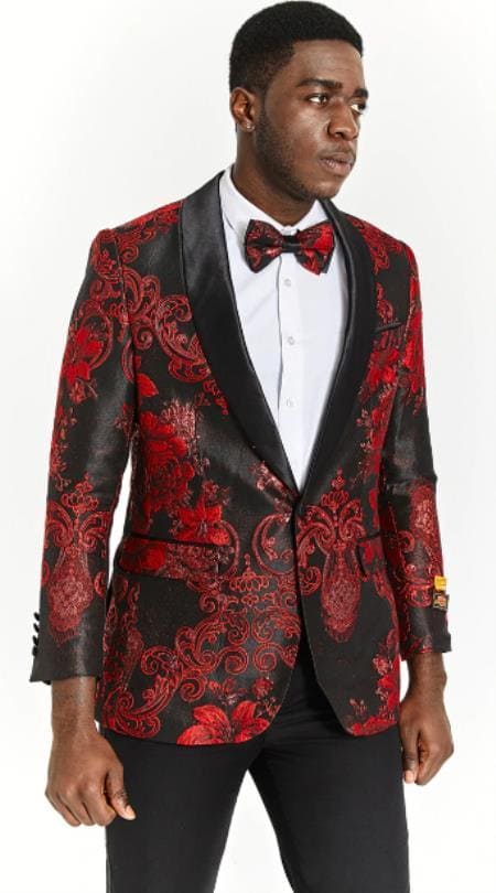 Mens Dinner Jacket For Sale - Black and Red Dinner Jacket - AlbertoNardoniStore