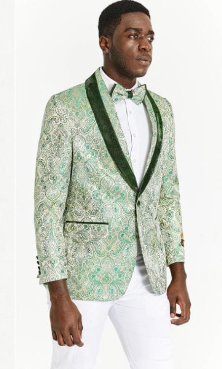 Mens Dinner Jacket For Sale - Ivory and Hunter Green Dinner Jacket - AlbertoNardoniStore