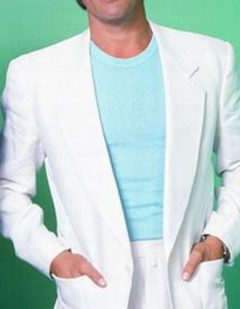 Mens Don Johnson Miami Vice White Suit Costume - AlbertoNardoniStore