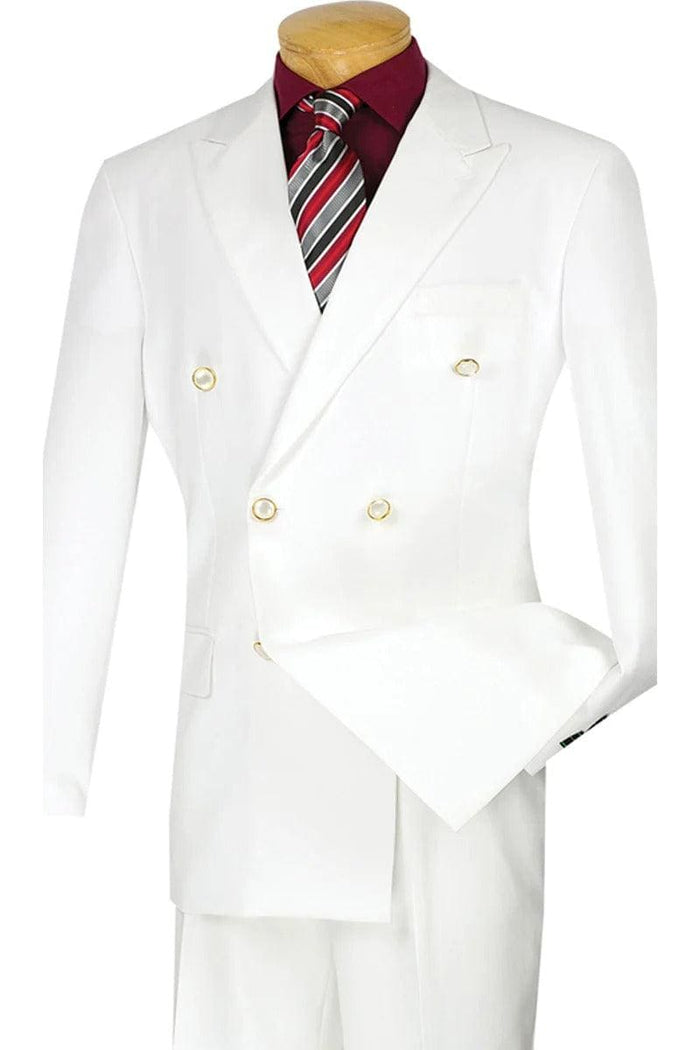 Mens Double Breasted Poplin Dress Blazer in White - AlbertoNardoniStore