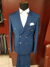 Mens Double Breasted Suit - %100 Wool Fabric - Flat Front Pants - AlbertoNardoniStore