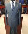 Mens Double Breasted Suit - %100 Wool Fabric - Flat Front Pants - AlbertoNardoniStore