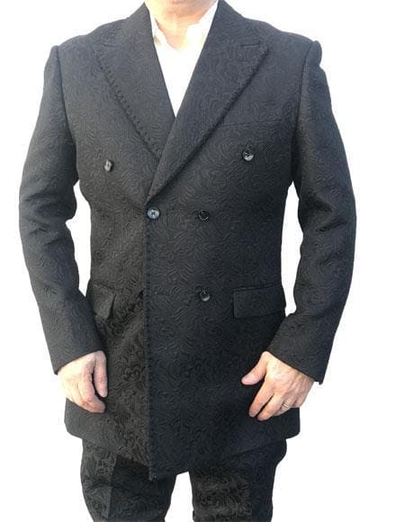 Mens Double Breasted Velvet Blazer - Black blazer - AlbertoNardoniStore