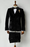 Mens Double Breasted Velvet Blazer - Black blazer - AlbertoNardoniStore