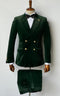 Mens Double Breasted Velvet Blazer - Green blazer - AlbertoNardoniStore