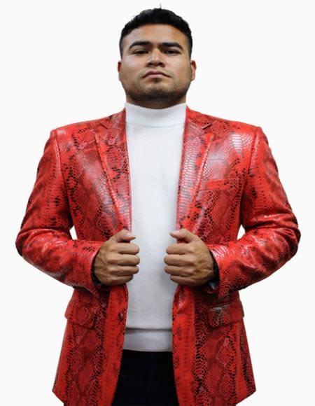 Mens Exotic Leather Jackets Red - AlbertoNardoniStore