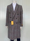 Mens Full Length Wool and Cashmere Overcoat - Winter Topcoats - Check Coat - AlbertoNardoniStore