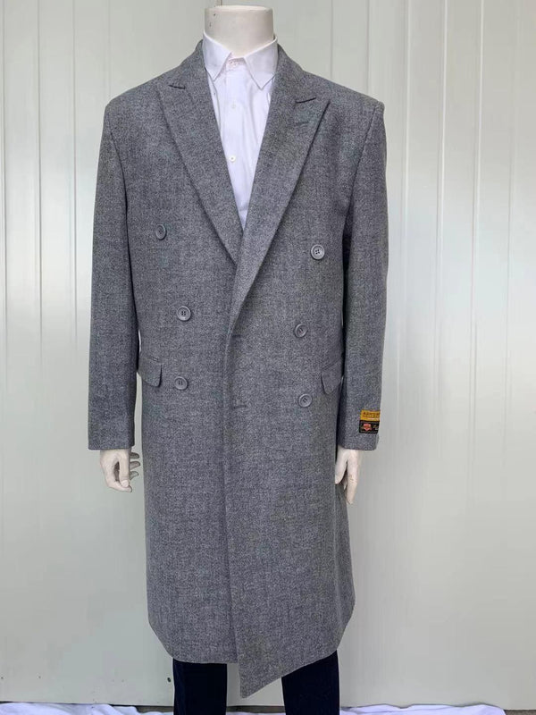 Mens Full Length Wool and Cashmere Overcoat - Winter Topcoats - Gray Coat - AlbertoNardoniStore