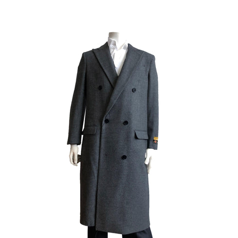 Mens Full Length Wool Double Breasted Overcoat - AlbertoNardoniStore