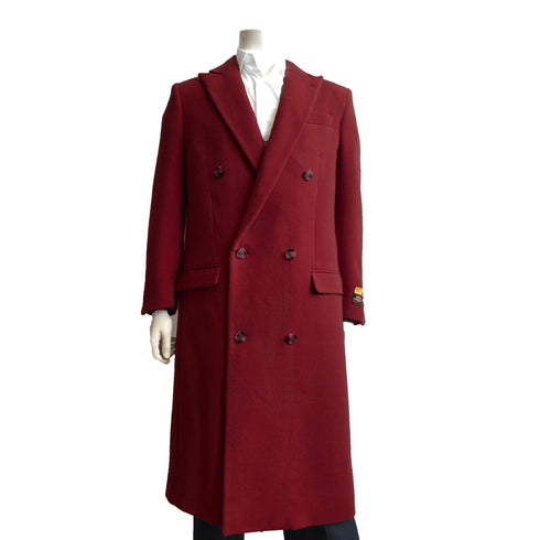 Mens Full Length Wool Double Breasted Overcoat - AlbertoNardoniStore