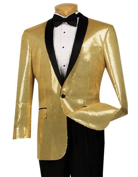 Mens Gold Sequin Blazer - AlbertoNardoniStore