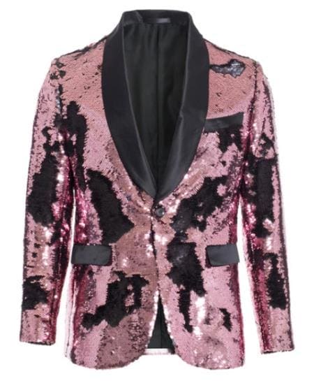 Mens Pink Sequin Blazer - AlbertoNardoniStore