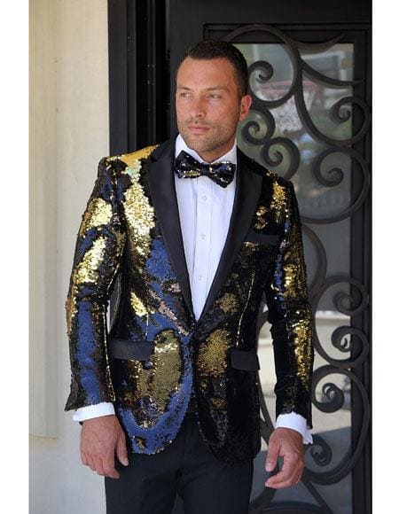 Mens Gold Sequin Blazer - AlbertoNardoniStore