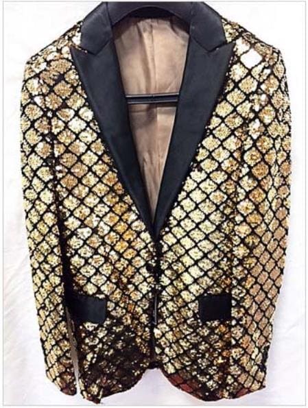 Mens Gold Sequin Blazer - AlbertoNardoniStore