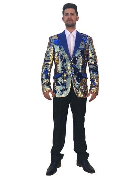 Mens Gold Sequin Blazer - AlbertoNardoniStore