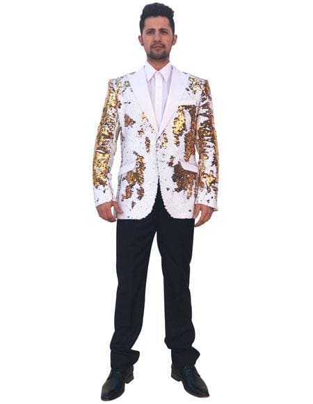 Mens Gold Sequin Blazer - AlbertoNardoniStore