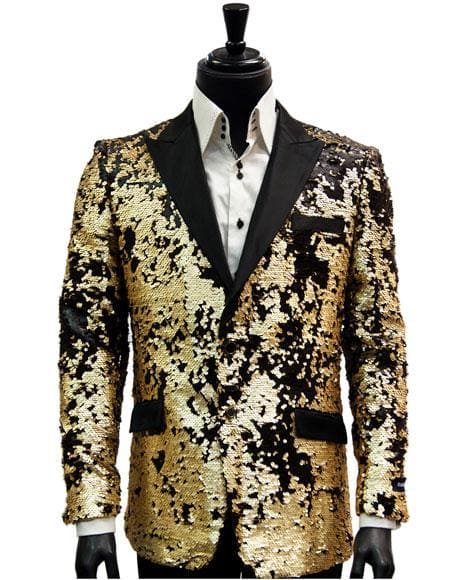 Mens Gold Sequin Blazer - AlbertoNardoniStore