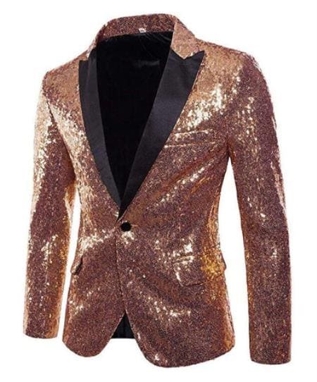 Mens Gold Sequin Blazer - AlbertoNardoniStore