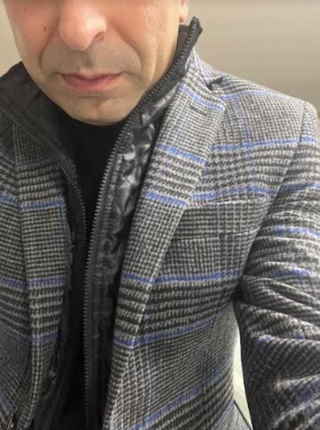 Mens Gray Plaid Blazer - AlbertoNardoniStore