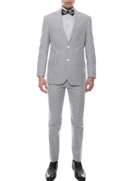 Mens Gray Seersucker Suit - AlbertoNardoniStore