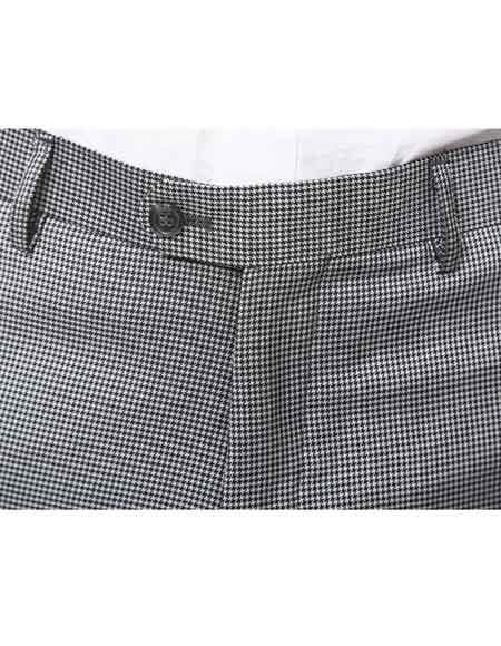 Mens Grey Houndstooth Dress Pants - AlbertoNardoniStore