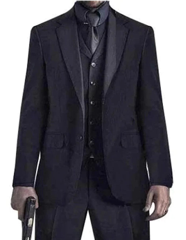 Mens John Wick Vested Black Suit Package + Shirt & Tie - AlbertoNardoniStore