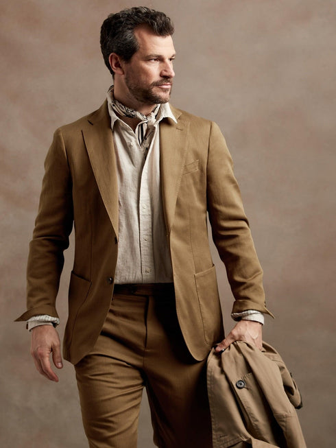 Mens Khaki Linen Suit - AlbertoNardoniStore