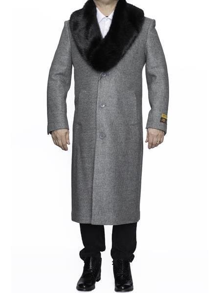 Mens Light grey overcoat - Wool Topcoat - AlbertoNardoniStore