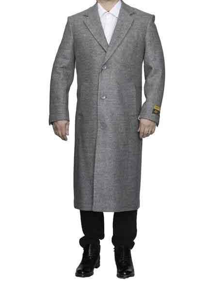 Mens Light grey overcoat - Wool Topcoat - AlbertoNardoniStore