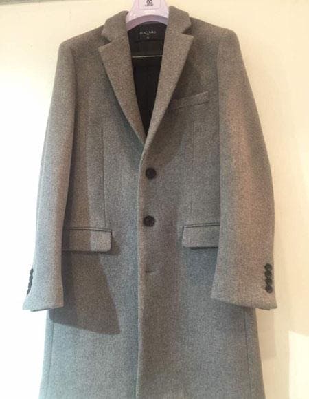 Mens Light grey overcoat - Wool Topcoat - AlbertoNardoniStore