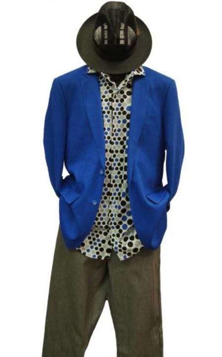 Mens Lightweight Blazer - Alberto Nardoni Brand Men's 2 Buttons Linen Cobalt Royal Blue Blazer - AlbertoNardoniStore