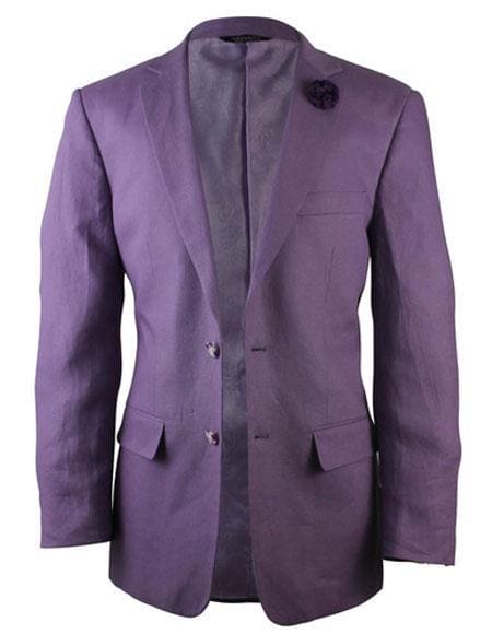 Mens Lightweight Blazer - Alberto Nardoni Brand Purple Two Button Linen Fashionable Blazer For Men - AlbertoNardoniStore