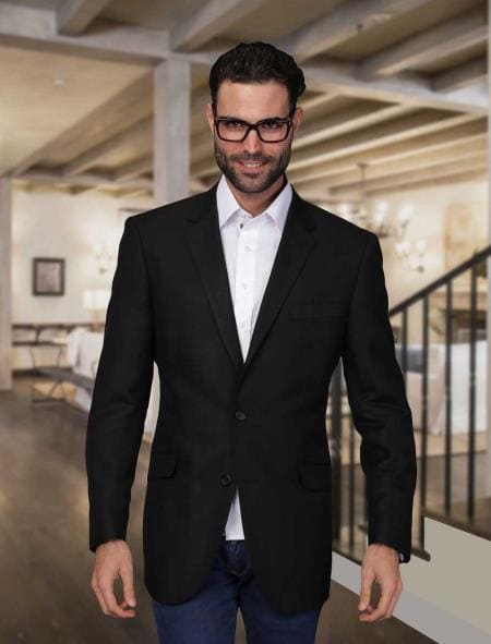 Mens Lightweight Blazer - Men's Summer Linen Light Weight Blazer ~ Sport Coat ~ Jacket Black - AlbertoNardoniStore