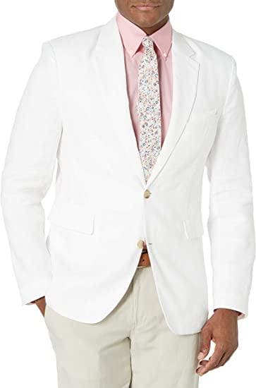 Mens Linen Blazer - Brilliant White Sport Coat - AlbertoNardoniStore